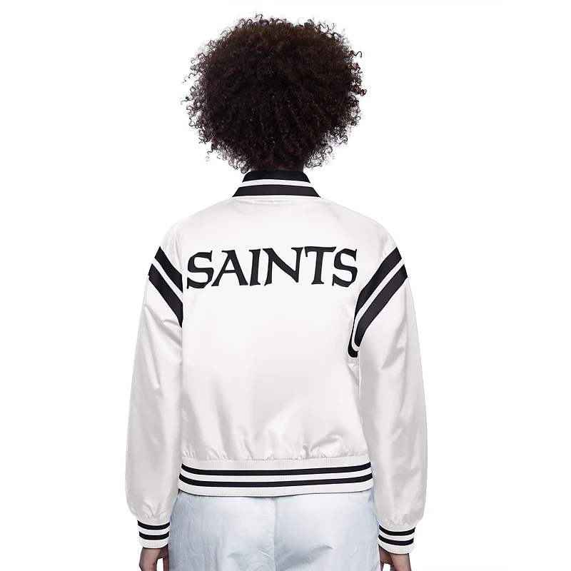Women's Starter  Cream New Orleans Saints Full Count Full-Snap Satin Jacket