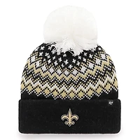 Bonnet tricoté à revers Elsa '47 noir avec pompon pour femme des New Orleans Saints