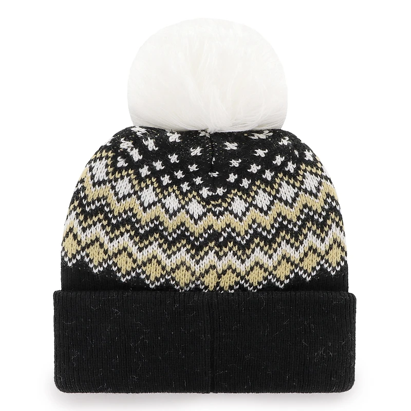 Bonnet tricoté à revers Elsa '47 noir avec pompon pour femme des New Orleans Saints