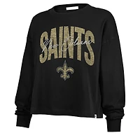 Women's '47 Black New Orleans Saints Muse Sydney Long Sleeve Cropped T-Shirt