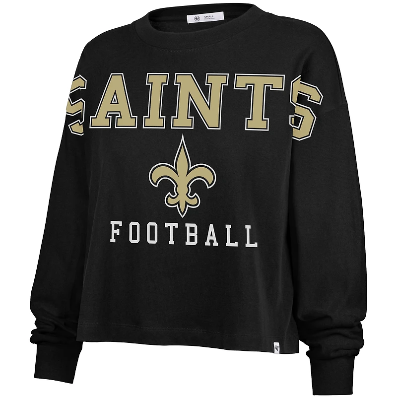 T-shirt oversize à manches longues « 47 » noir des New Orleans Saints pour femme