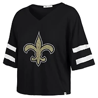 Women's '47 Black New Orleans Saints Premier Scout Cropped V-Neck T-Shirt