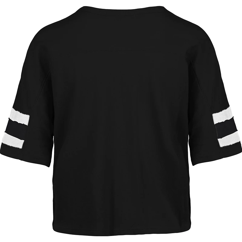Women's '47 Black New Orleans Saints Premier Scout Cropped V-Neck T-Shirt