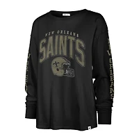 Women's '47 Black New Orleans Saints Tom Cat Lightweight Long Sleeve T-Shirt