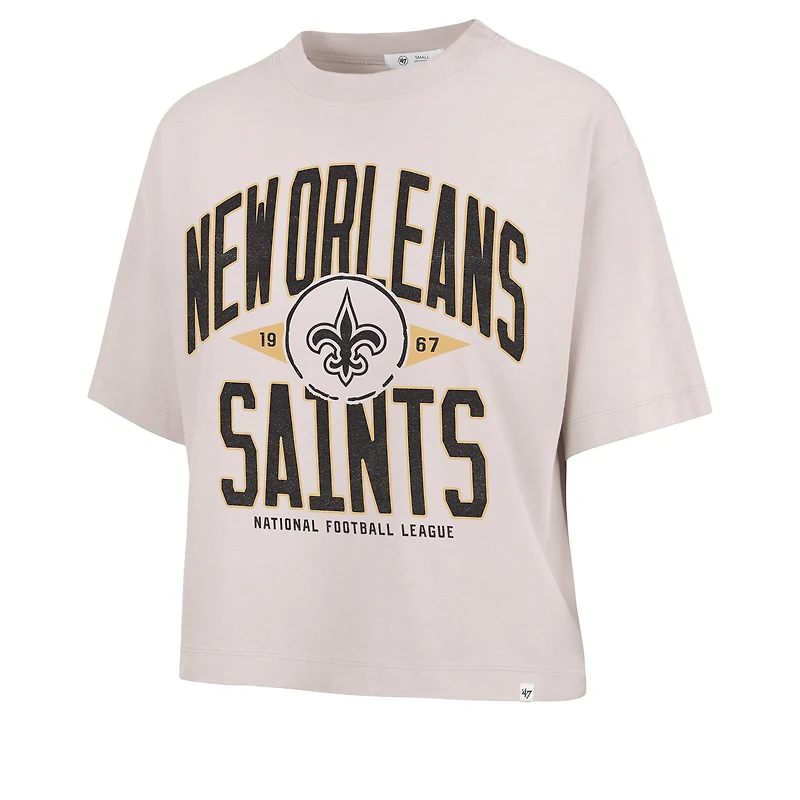 Women's '47 Natural New Orleans Saints Cropped Windthrow Ravine T-Shirt