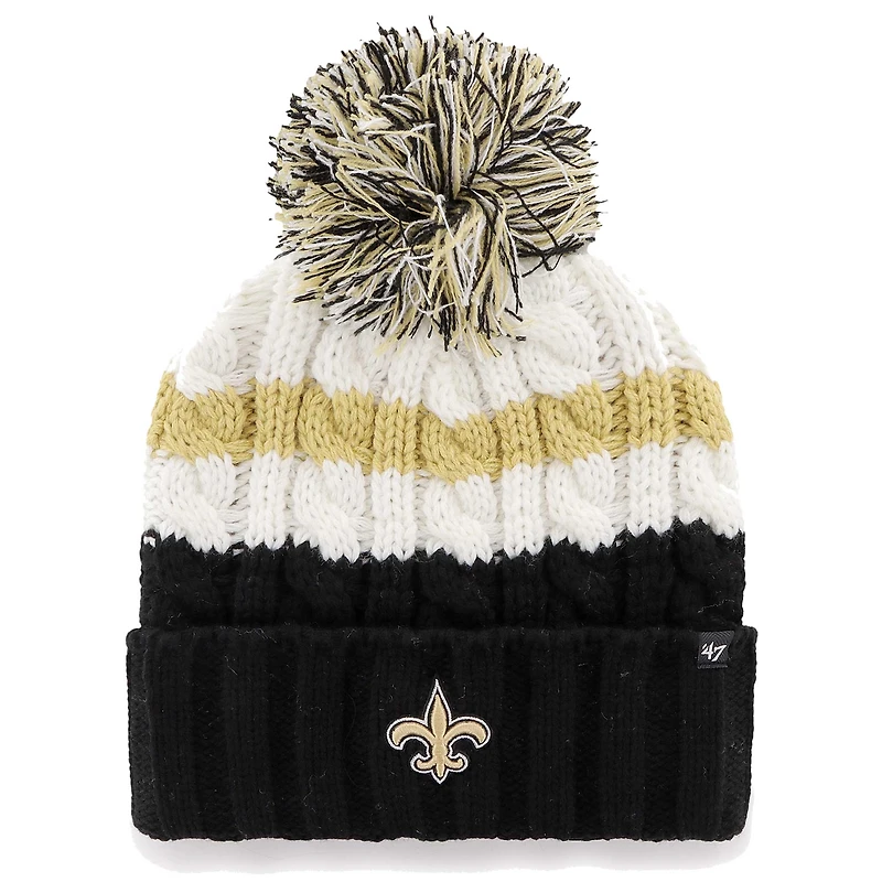 Bonnet en tricot à revers Ashfield '47 blanc des Saints de la Nouvelle-Orléans pour femmes avec pompon