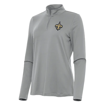 Women's Antigua  Gray New Orleans Saints Reprocess Quarter-Zip Top