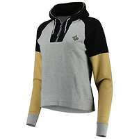 Sweat à capuche léger demi-zip Jackpot Raglan Antigua Heather Grey pour femme des Saints de la Nouvelle-Orléans