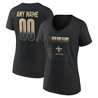 Women's Black New Orleans Saints Home Field Pop Personalized Name & Number V-Neck T-Shirt