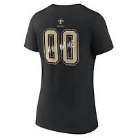 Women's Black New Orleans Saints Hustle Personalized Name & Number V-Neck T-Shirt