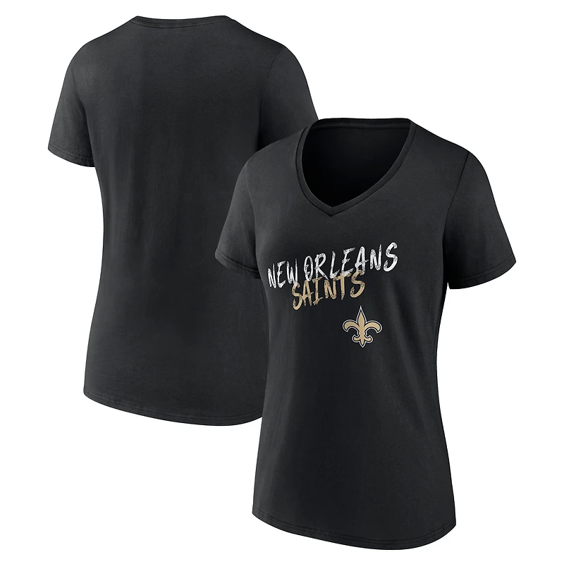 Women's Black New Orleans Saints Hustle V-Neck T-Shirt