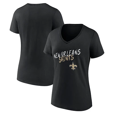 Women's Black New Orleans Saints Hustle V-Neck T-Shirt