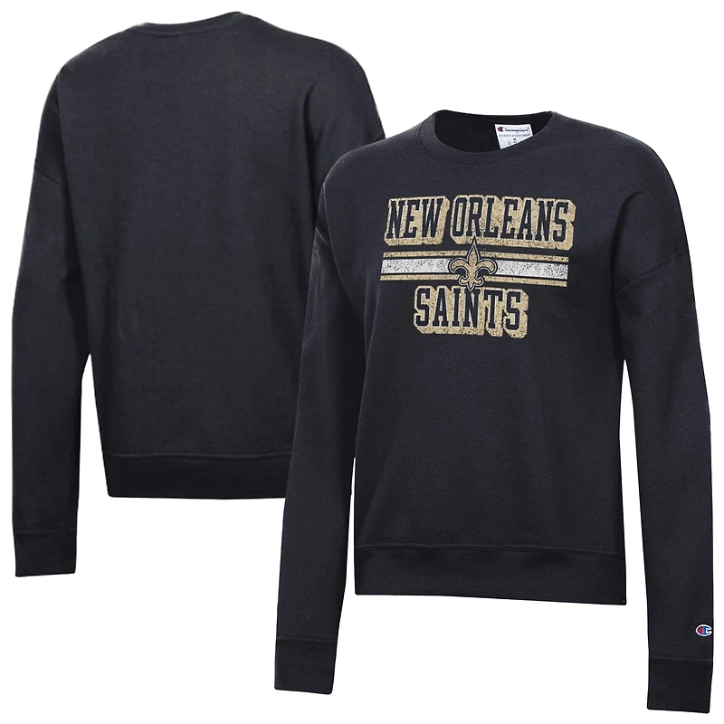 Sweat-shirt en polaire Powerblend noir Champion pour femme, modèle New Orleans Saints.
