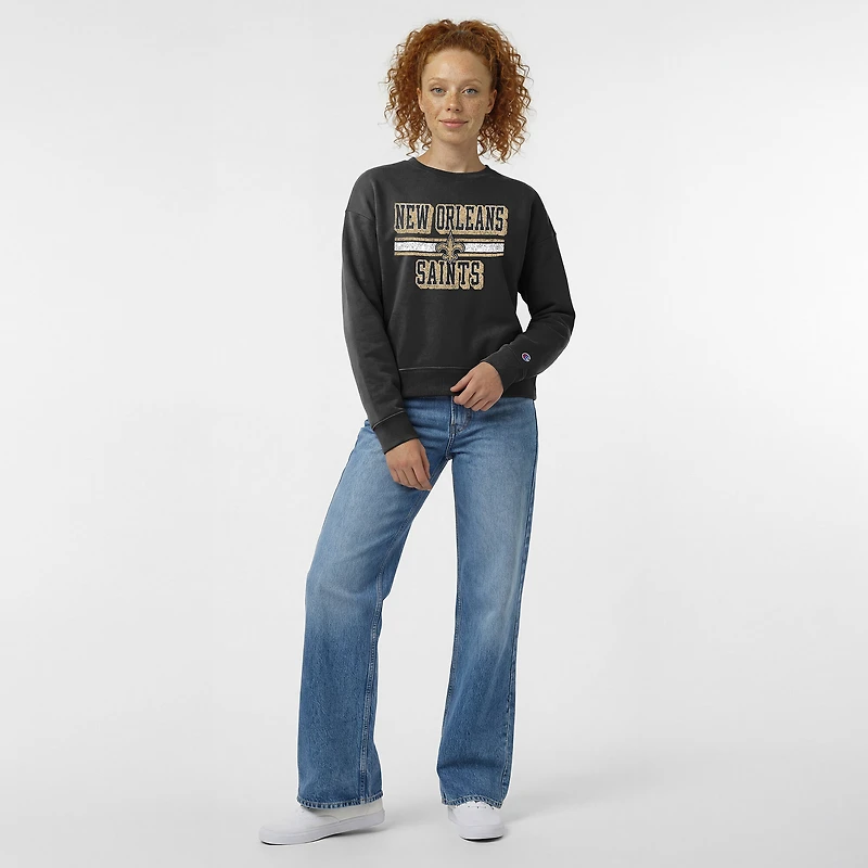 Sweat-shirt en polaire Powerblend noir Champion pour femme, modèle New Orleans Saints.