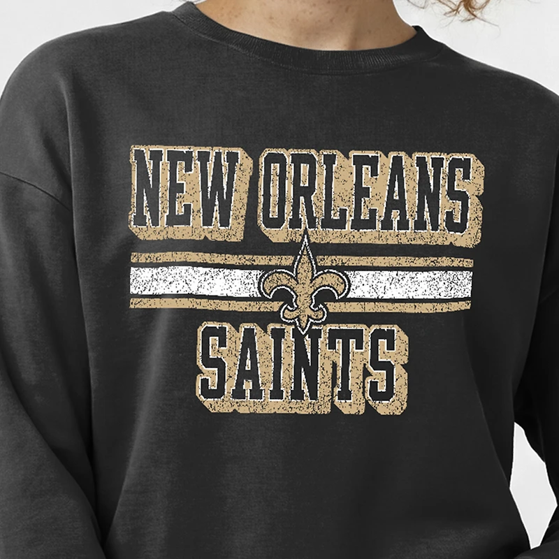 Women's Champion  Black New Orleans Saints Powerblend Fleece Sweatshirt
