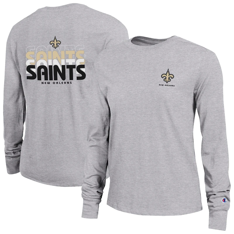 T-shirt à manches longues Core New Orleans Saints, championne féminine, gris chiné