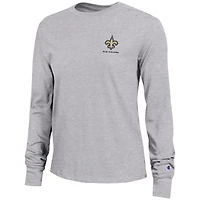 T-shirt à manches longues Core New Orleans Saints, championne féminine, gris chiné
