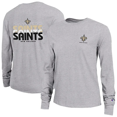 Women's Champion Heather Gray New Orleans Saints Core Long-Sleeve T-Shirt