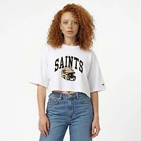 Women's Champion  White New Orleans Saints Boyfriend Cropped T-Shirt