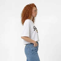 Women's Champion  White New Orleans Saints Boyfriend Cropped T-Shirt