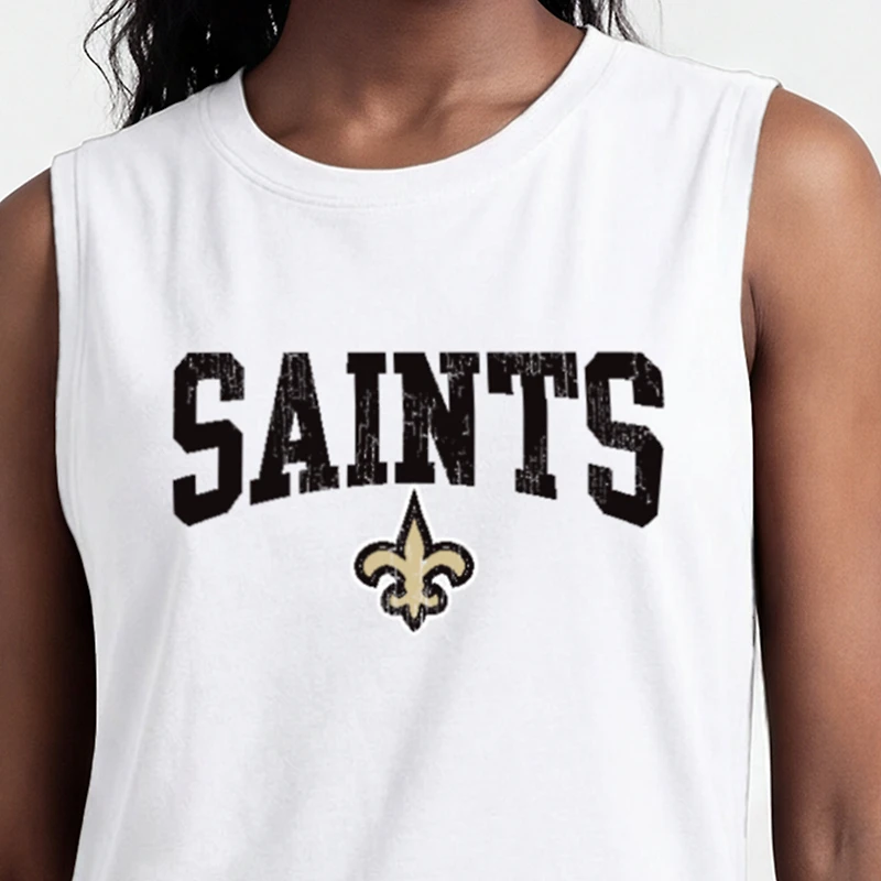 Débardeur blanc Champion pour femme, motif Saints de la Nouvelle-Orléans