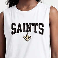 Débardeur blanc Champion pour femme, motif Saints de la Nouvelle-Orléans