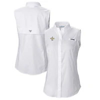 Chemise boutonnée sans manches Columbia New Orleans Saints PFG Tamiami Omni-Shade pour femme, blanche