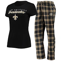 Women's Concepts Sport Black/Gold New Orleans Saints Logo Top & Pants Set