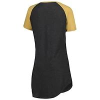 Chemise de nuit Concepts Sport noir/or New Orleans Saints Raglan à col en V pour femmes