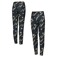 Women's Concepts Sport Black New Orleans Saints Breakthrough Allover Print Knit Sleep Leggings