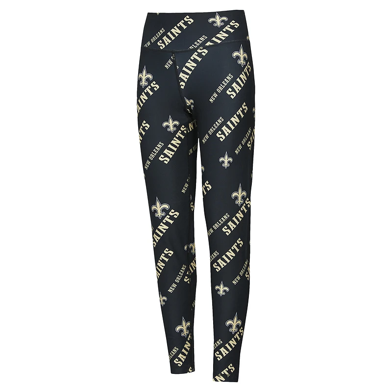 Leggings de nuit en tricot à imprimé intégral Breakthrough New Orleans Saints pour femmes Concepts Sport Black