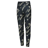 Leggings de nuit en tricot à imprimé intégral Breakthrough New Orleans Saints pour femmes Concepts Sport Black