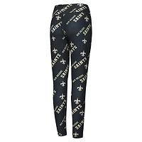 Women's Concepts Sport Black New Orleans Saints Breakthrough Allover Print Knit Sleep Leggings