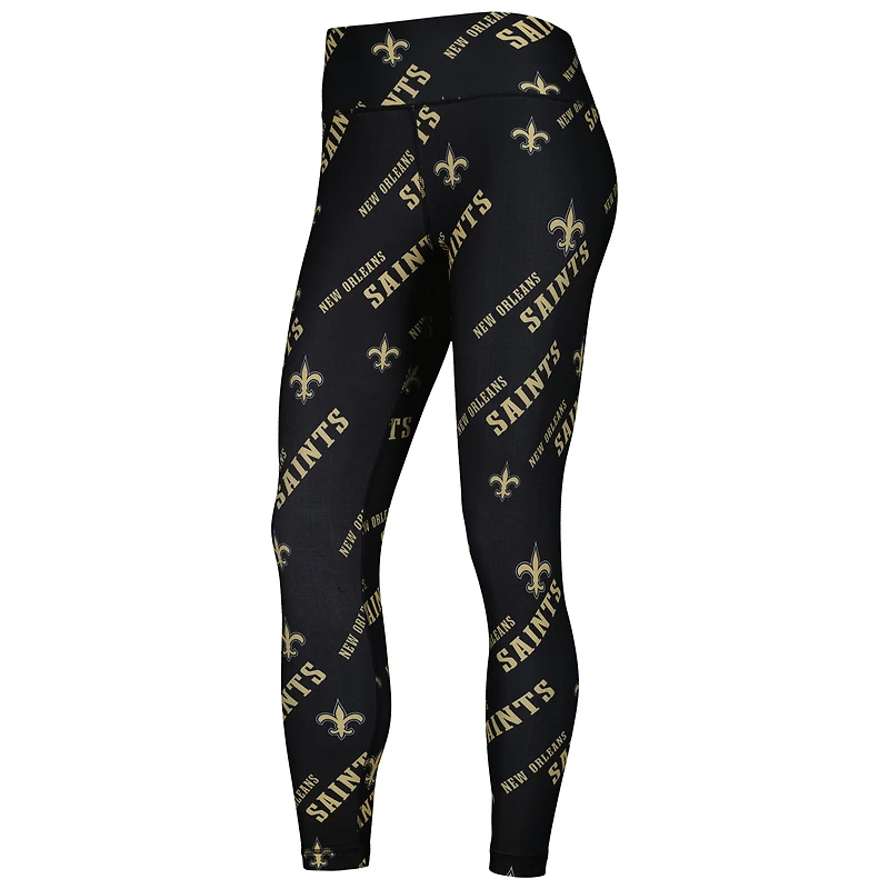 Women's Concepts Sport Black New Orleans Saints Breakthrough Allover Print Lounge Leggings