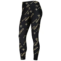 Women's Concepts Sport Black New Orleans Saints Breakthrough Allover Print Lounge Leggings