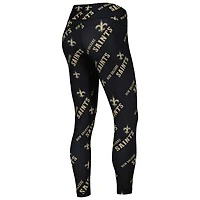 Leggings de détente à imprimé intégral Breakthrough New Orleans Saints noirs Concepts Sport pour femmes