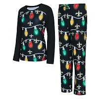 Women's Concepts Sport  Black New Orleans Saints Garland Knit Raglan Long Sleeve Top & Pants Set