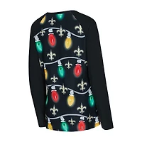 Women's Concepts Sport  Black New Orleans Saints Garland Knit Raglan Long Sleeve Top & Pants Set