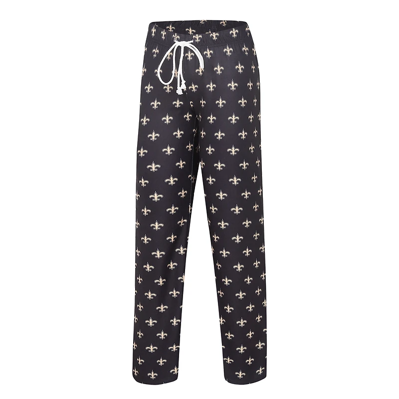 Women's Concepts Sport Black New Orleans Saints Gauge Allover Print Sleep Pants