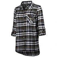 Chemise de nuit à manches longues et carreaux New Orleans Saints Mainstay pour femme Concepts Sport Noir