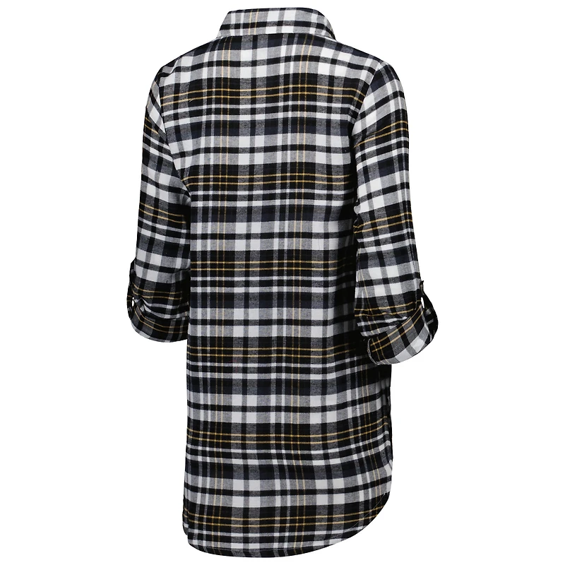 Chemise de nuit à manches longues et carreaux New Orleans Saints Mainstay pour femme Concepts Sport Noir