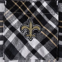 Chemise de nuit à manches longues et carreaux New Orleans Saints Mainstay pour femme Concepts Sport Noir