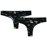 Women's Concepts Sport Black New Orleans Saints Mosaic All Over Print Thong