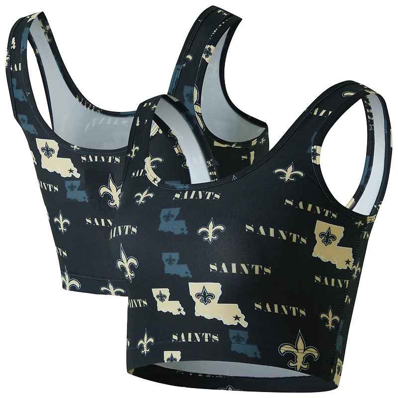 Women's Concepts Sport Black New Orleans Saints Mosaic Allover Print Bralette