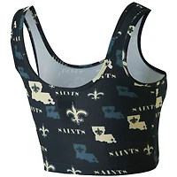 Brassière Concepts Sport noire à imprimé mosaïque des Saints de la Nouvelle-Orléans pour femme
