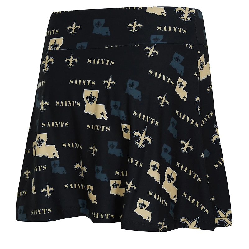 Jupe-short Concepts Sport noire à imprimé mosaïque des Saints de la Nouvelle-Orléans pour femme