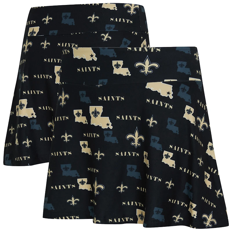 Jupe-short Concepts Sport noire à imprimé mosaïque des Saints de la Nouvelle-Orléans pour femme