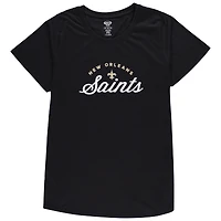 Ensemble de nuit Concepts Sport noir pour femme avec haut à écusson et pantalon en flanelle grande taille des Saints la Nouvelle-Orléans