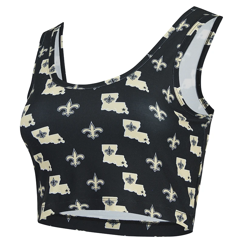Women's Concepts Sport Black New Orleans Saints Record Allover Print Bralette