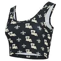 Women's Concepts Sport Black New Orleans Saints Record Allover Print Bralette